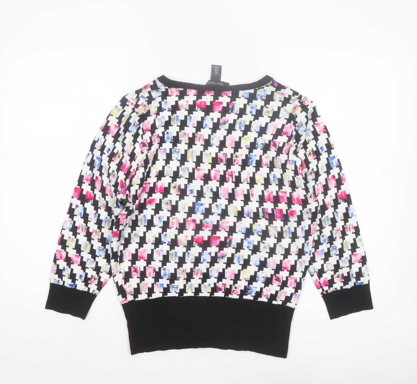 White House Black Market Women’s Multicoloured L Geometric V-Neck Cardigan