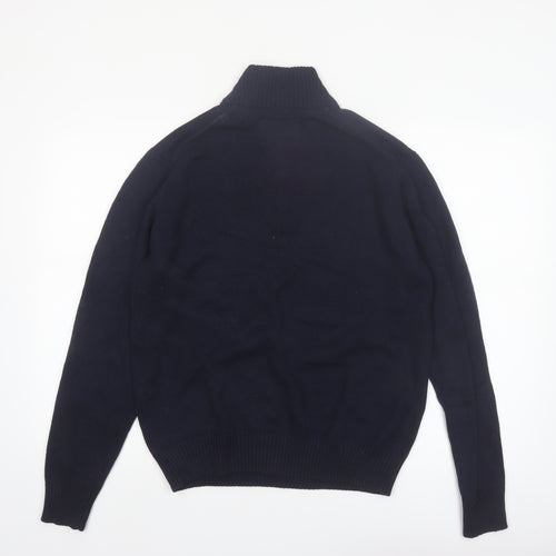 Weatherproof Men’s Blue Fair Isle 1/4 Zip Cotton Jumper Size S