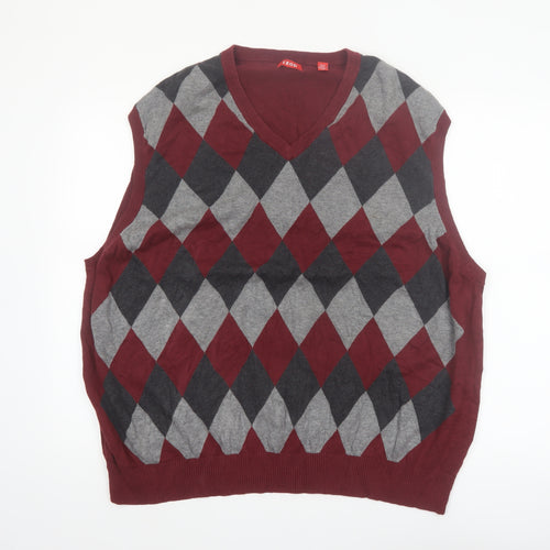 IZOD Men's Multicoloured Argyle V-Neck Knit Jumper Vest 3XL