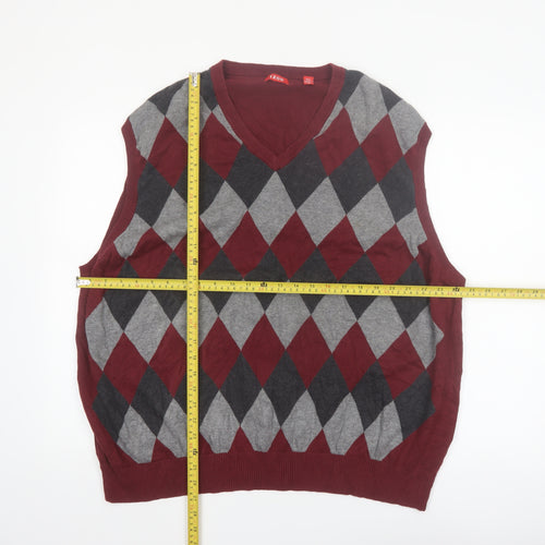 IZOD Men's Multicoloured Argyle V-Neck Knit Jumper Vest 3XL