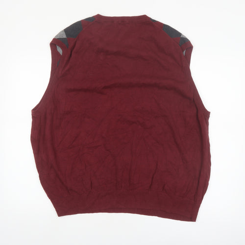 IZOD Men's Multicoloured Argyle V-Neck Knit Jumper Vest 3XL