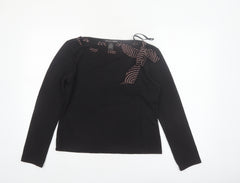 Nicole Studio Women's Black Long Sleeve Bow Detail Blouse Size 10
