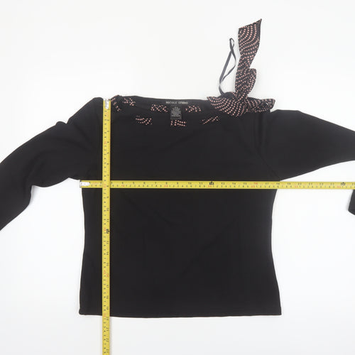 Nicole Studio Women's Black Long Sleeve Bow Detail Blouse Size 10