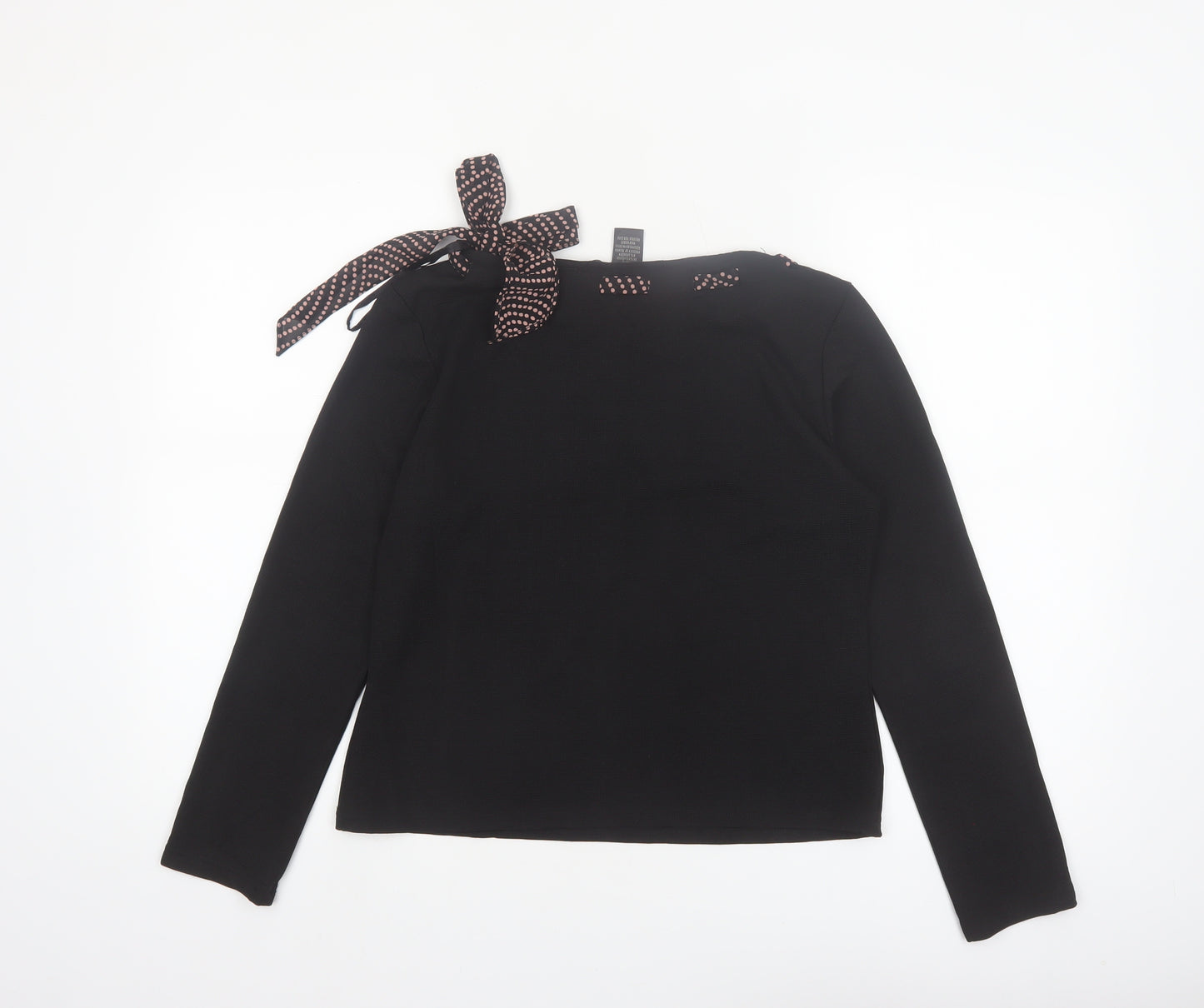 Nicole Studio Women's Black Long Sleeve Bow Detail Blouse Size 10