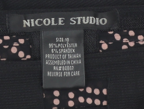Nicole Studio Women's Black Long Sleeve Bow Detail Blouse Size 10