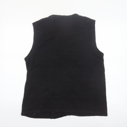 Kim Rogers Womens Black L Christmas Vest Jumper Sequin Holiday Top
