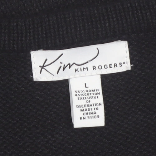 Kim Rogers Womens Black L Christmas Vest Jumper Sequin Holiday Top