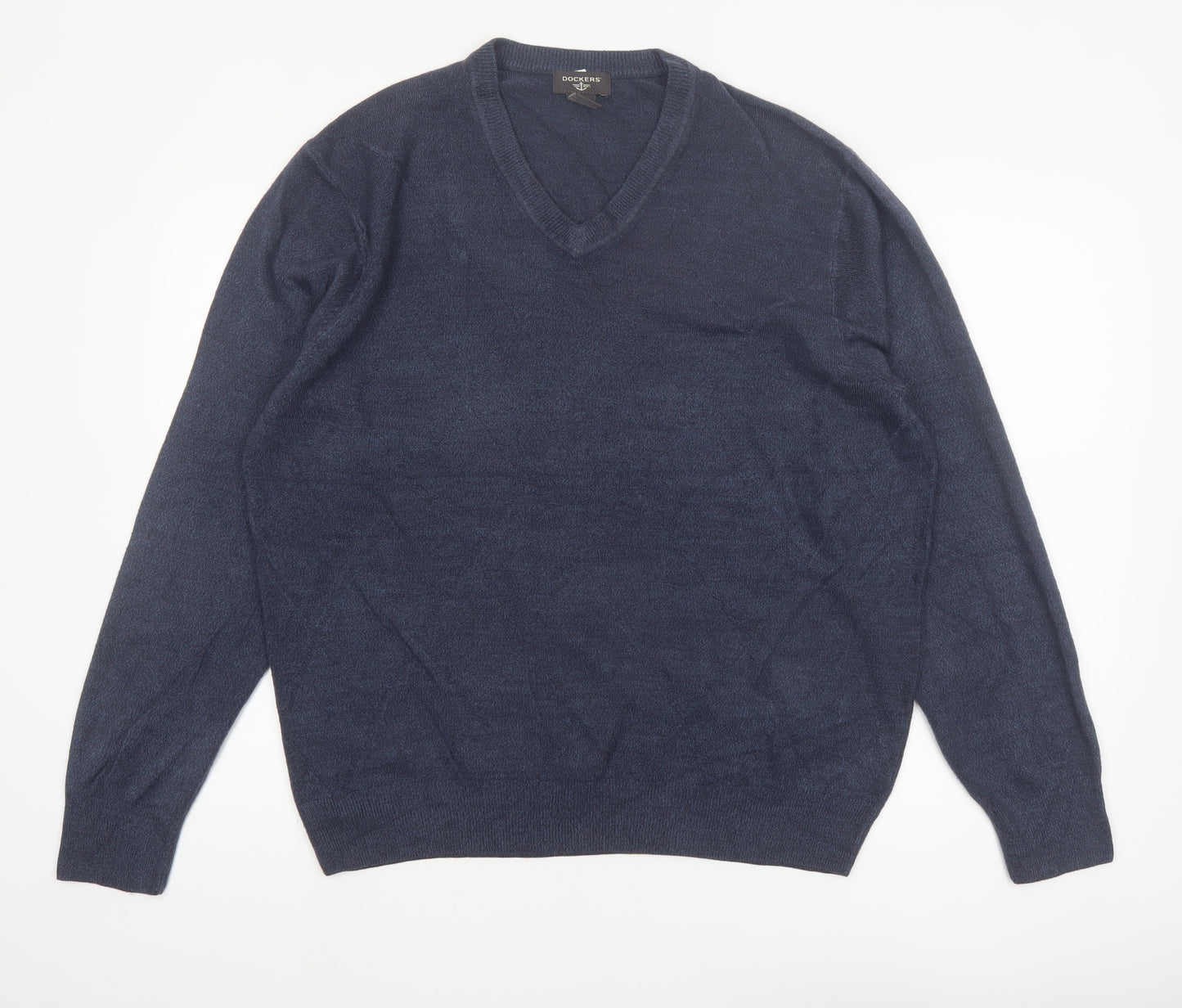 Dockers Men's Blue V-Neck Acrylic Pullover Jumper XL