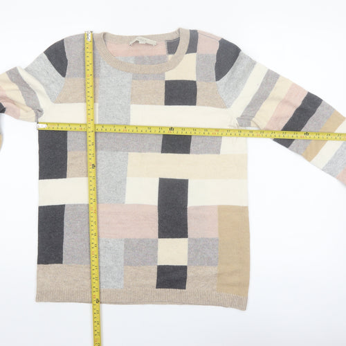 LOFT Women's Multicoloured Geometric Knit Jumper Size S