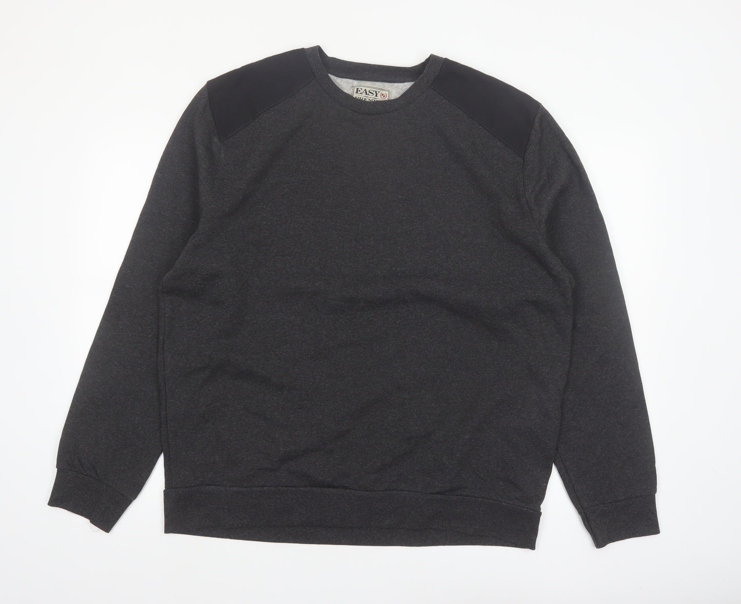 Easy Men’s Grey 2XL Pullover Sweatshirt Crew Neck Varsity Style