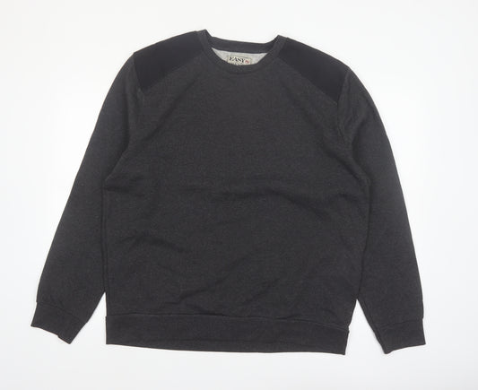 Easy Men’s Grey 2XL Pullover Sweatshirt Crew Neck Varsity Style