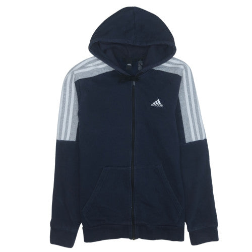 Adidas Mens Blue Full Zip Hoodie Size L Regular Fit Sportswear