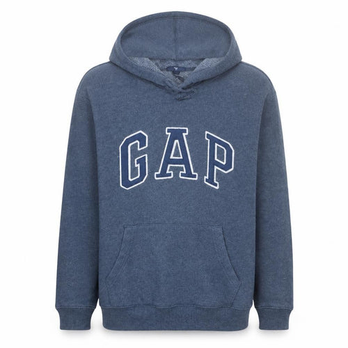 Gap Men's Blue Pullover Fleece Logo Hoodie Size M Regular Fit