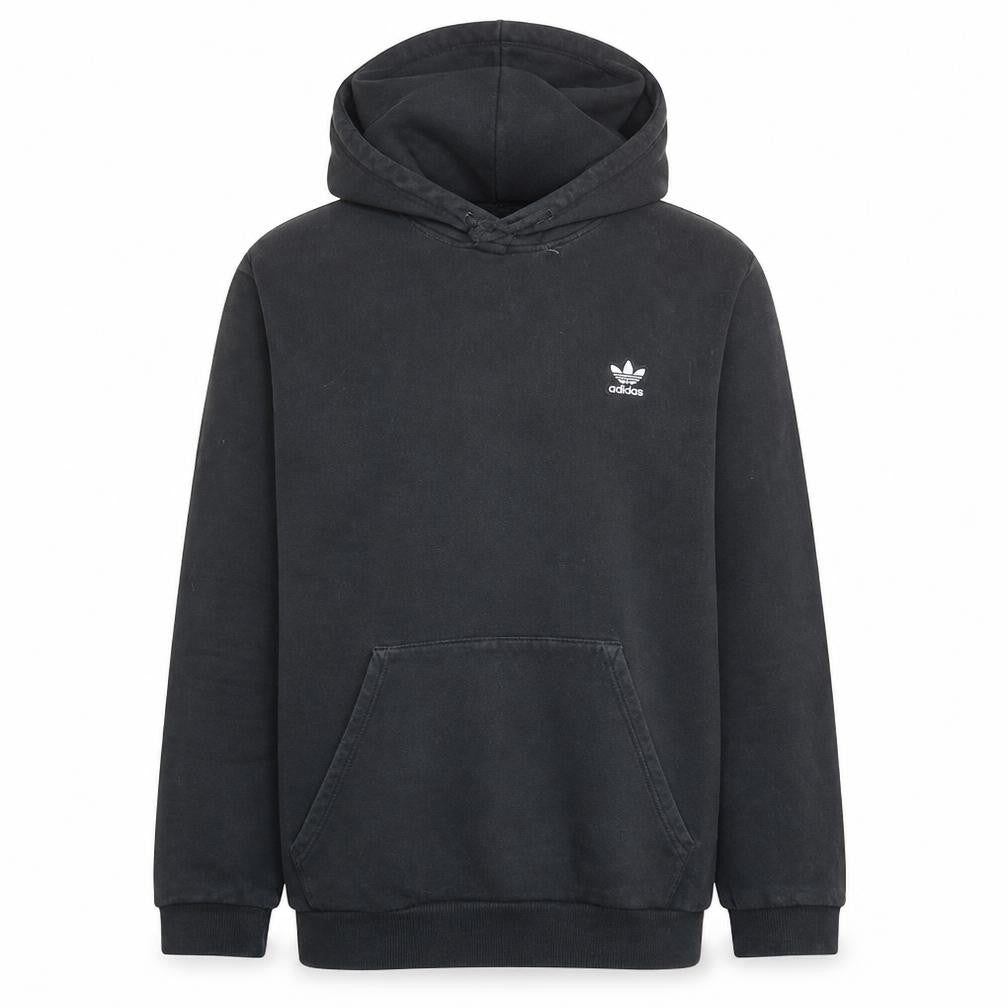 Front view of Adidas men’s black pullover hoodie l regular fit sports style