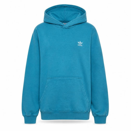 Front view of Adidas men’s blue small pullover hoodie fleece logo sweatshirt