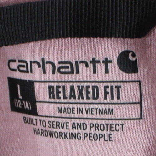 Carhartt Teens Pink Relaxed Fit Pullover Hoodie L Long Sleeve