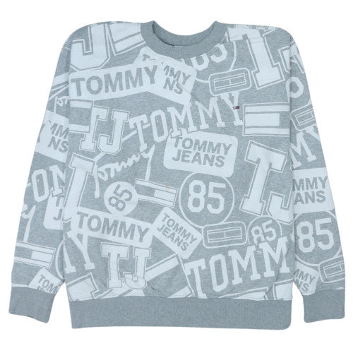 Tommy Jeans Men's Grey Oversized Crew Neck Logo Sweatshirt Size L