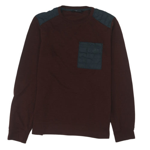 The North Face Men's Brown Quilted Shoulder Crew Neck Sweatshirt Size M