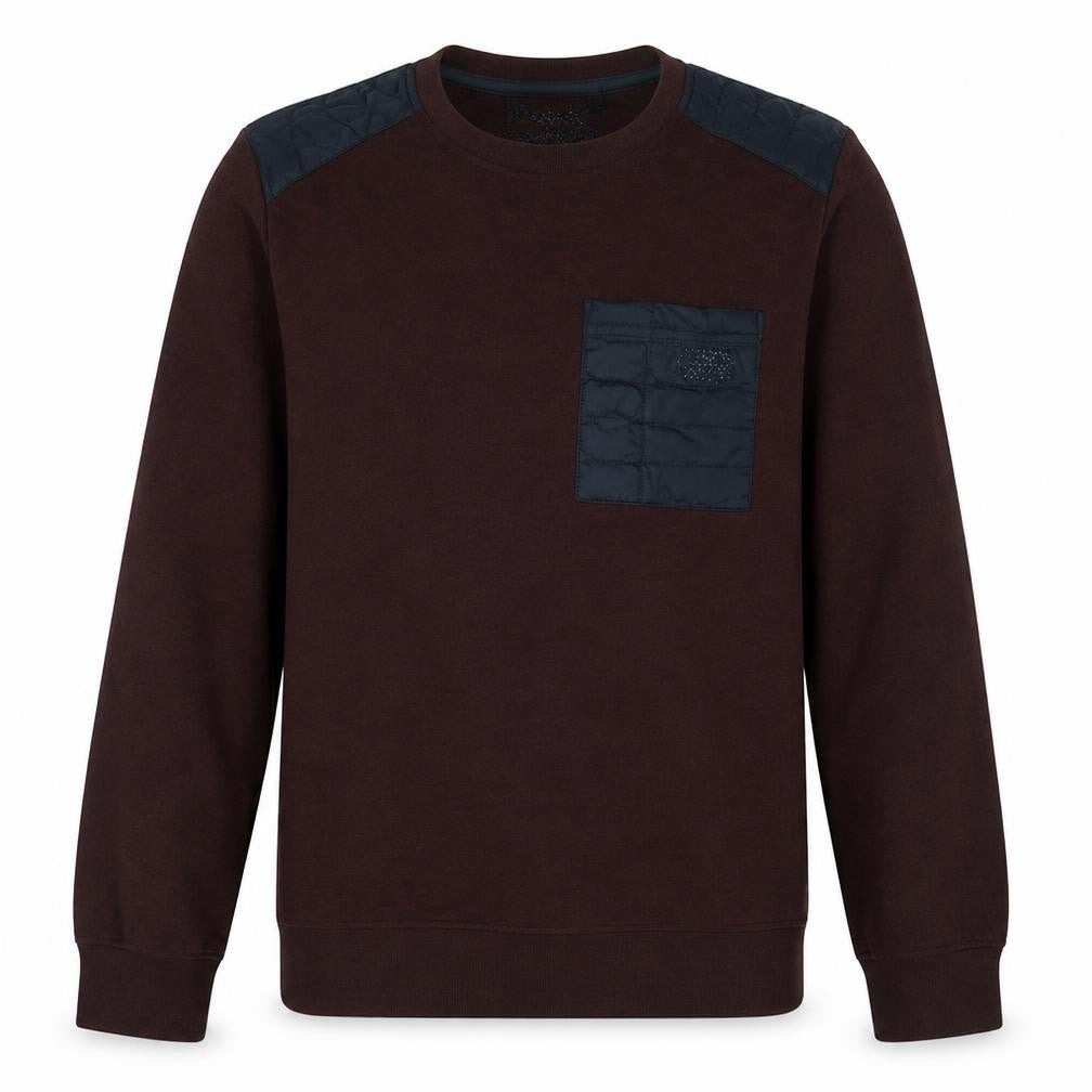 The North Face Men's Brown Quilted Shoulder Crew Neck Sweatshirt Size M
