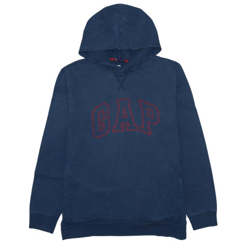 GAP Men's Blue Pullover Hoodie L Logo Sweatshirt Classic Style