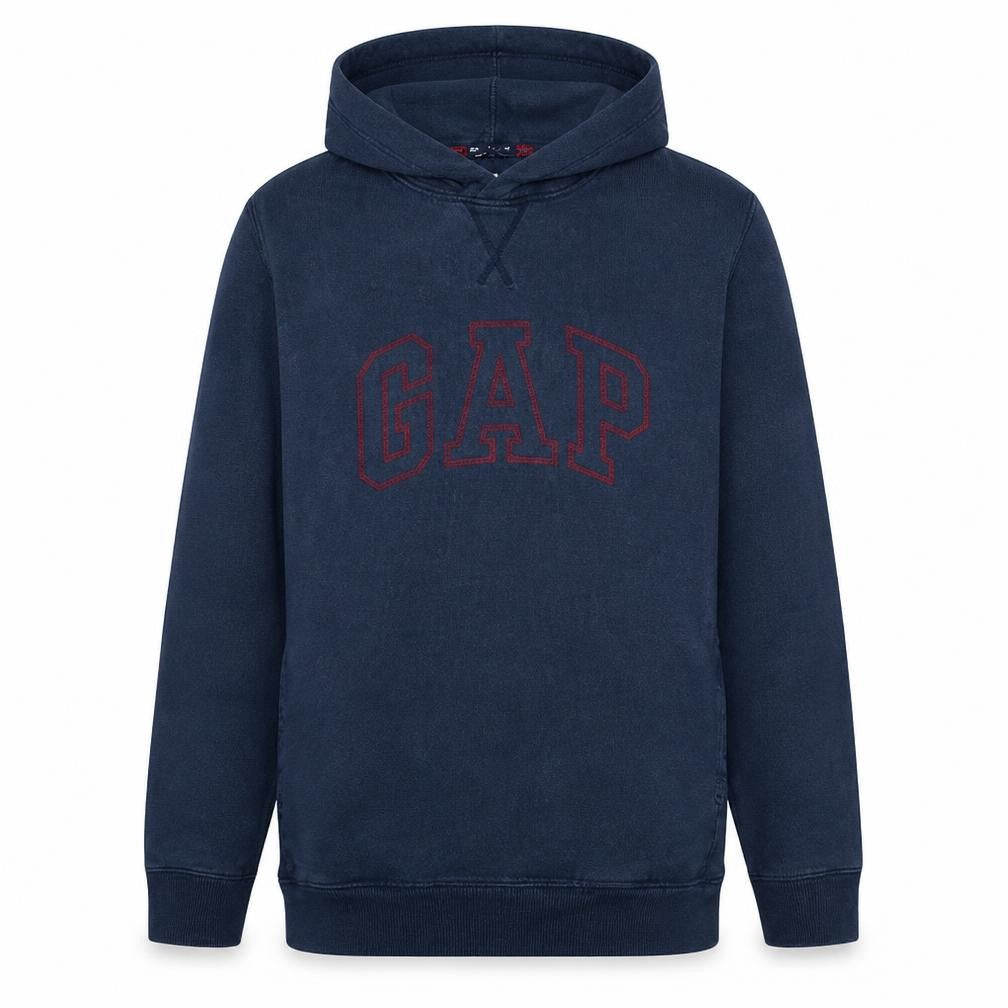 Gap Men's Blue Pullover Hoodie L Logo Sweatshirt Classic Style