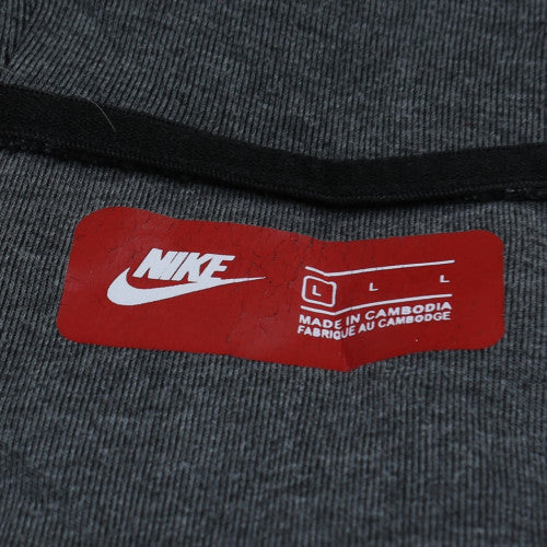 Nike Men's Grey Full Zip Hoodie L Sports Cotton Sweatshirt