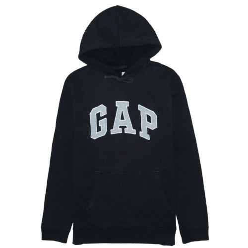 GAP Mens Black Pullover Hoodie S Logo Graphic Fleece Sweatshirt