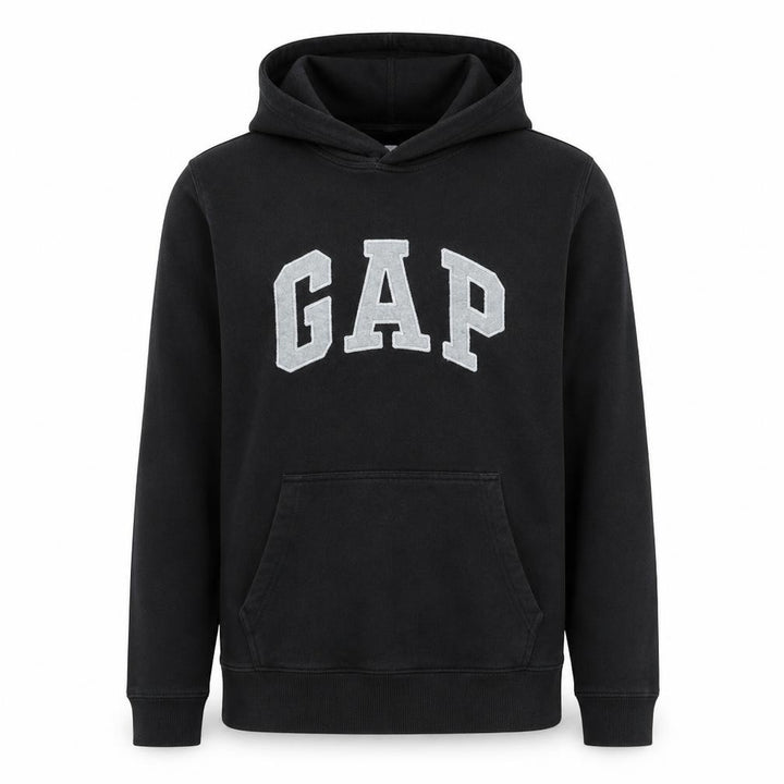 Gap Mens Black Pullover Hoodie S Logo Graphic Fleece Sweatshirt