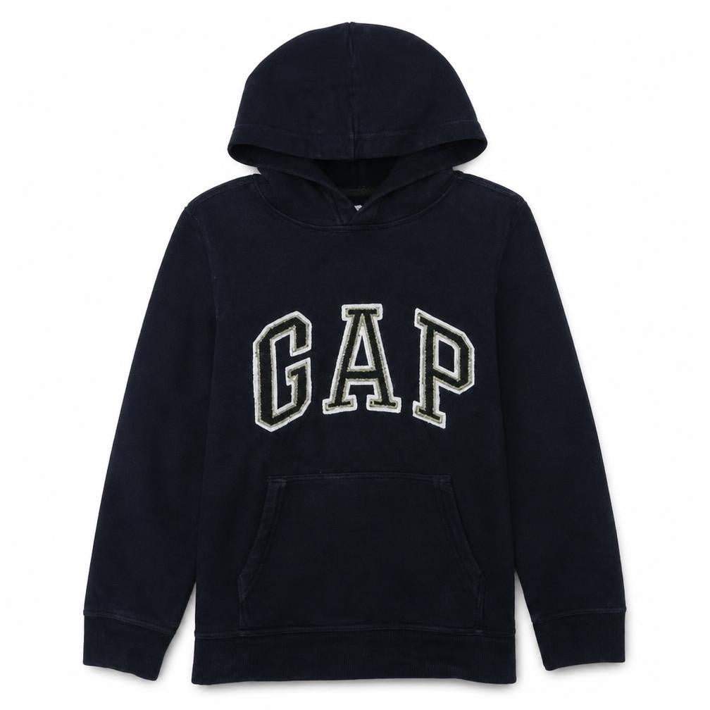 Gap Kids Boys Navy Pullover Hoodie 13-14 Years Fleece Lined Classic Logo