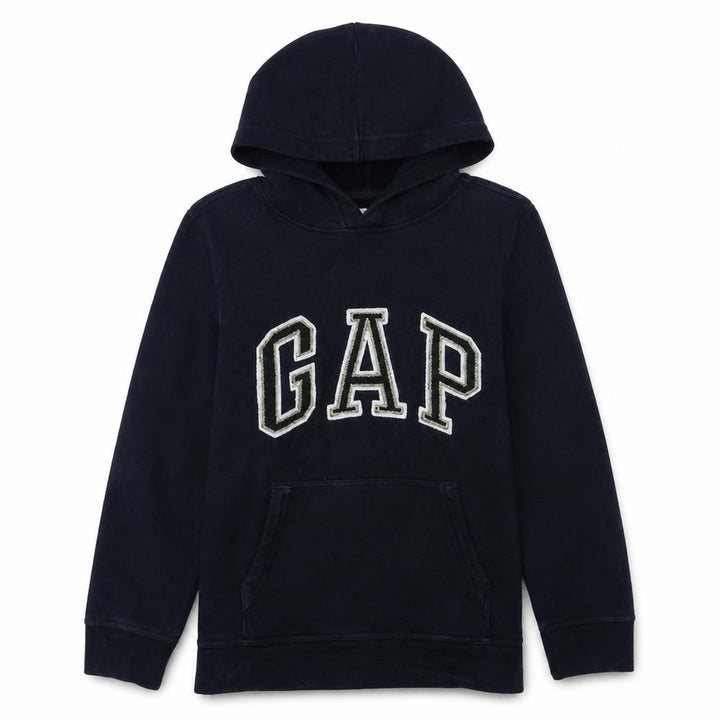 Gap Kids Boys Navy Pullover Hoodie 13-14 Years Fleece Lined Classic Logo