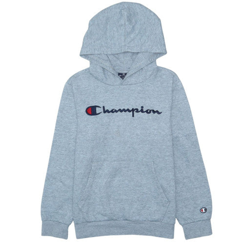 Champion Teens Grey Pullover Hoodie L Embroidered Logo Sports Fleece