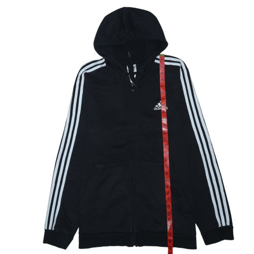 Adidas Men’s Black Full Zip Hoodie L Sports Fleece Sweatshirt