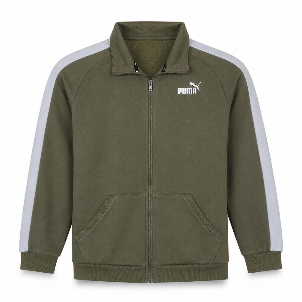 Front view of Puma Men's Green XL Full Zip Fleece Sweatshirt Jacket