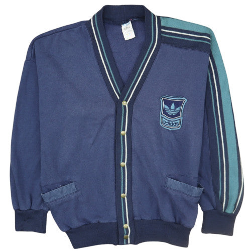 Adidas Men's Blue Vintage 80s Striped Cardigan Size M