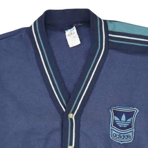 Adidas Men's Blue Vintage 80s Striped Cardigan Size M