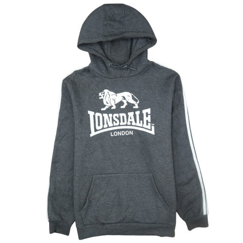 Lonsdale Men's Grey Pullover Hoodie L Logo Sports Fleece Sweatshirt