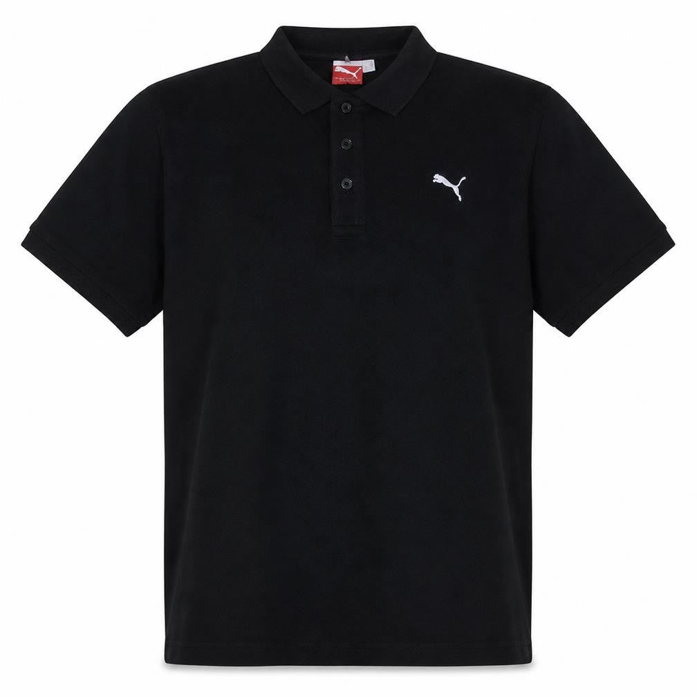 Front view of Puma Men's Black XL Regular Fit Cotton Polo Shirt