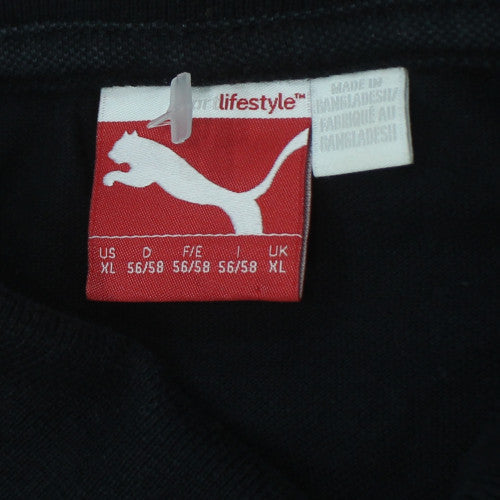 Puma Men's Black XL Regular Fit Cotton Polo Shirt