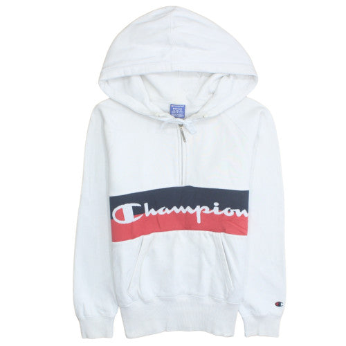 Champion Men's White Pullover Hoodie Medium Logo Sportswear