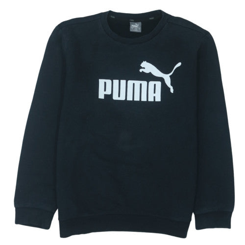 Puma Boys Black Crew Neck Sweatshirt Medium Logo Pullover