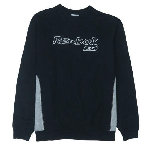 Reebok Mens Black Grey Crew Neck Pullover Sweatshirt Size M