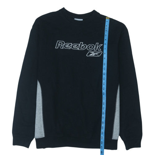 Reebok Mens Black Grey Crew Neck Pullover Sweatshirt Size M