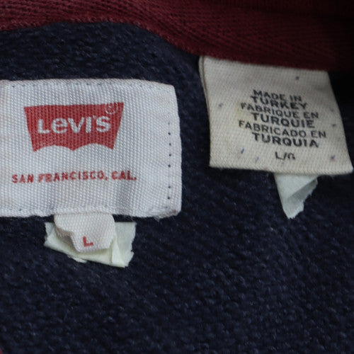 Levi's Men's Navy & Burgundy Pullover Hoodie Size L Cotton Blend Graphic