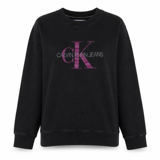 Front view of Calvin Klein Jeans women’s black xl pullover sweatshirt logo cotton