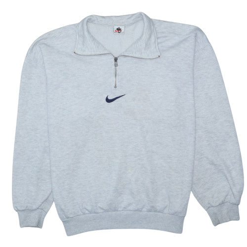 Nike Men's Grey 1/4 Zip Sports Sweatshirt M Vintage Australian Made