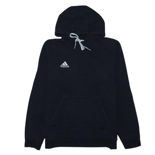 Adidas Womens Black Pullover Hoodie Size M Drawstring Logo Sweatshirt