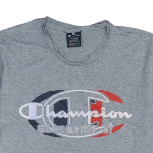 Champion Men's Grey Crew Neck Graphic T-Shirt Size M