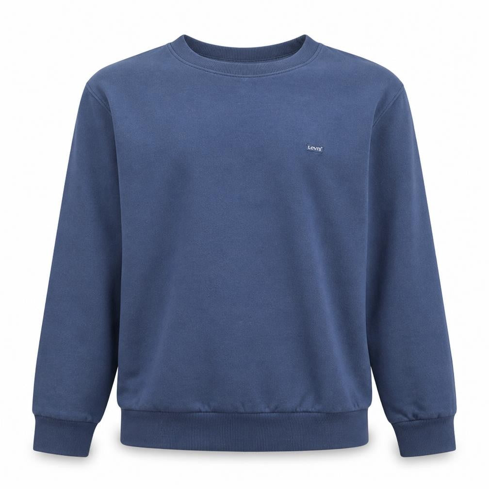 Front view of Levi's boys’ blue crew neck pullover sweatshirt m regular fit