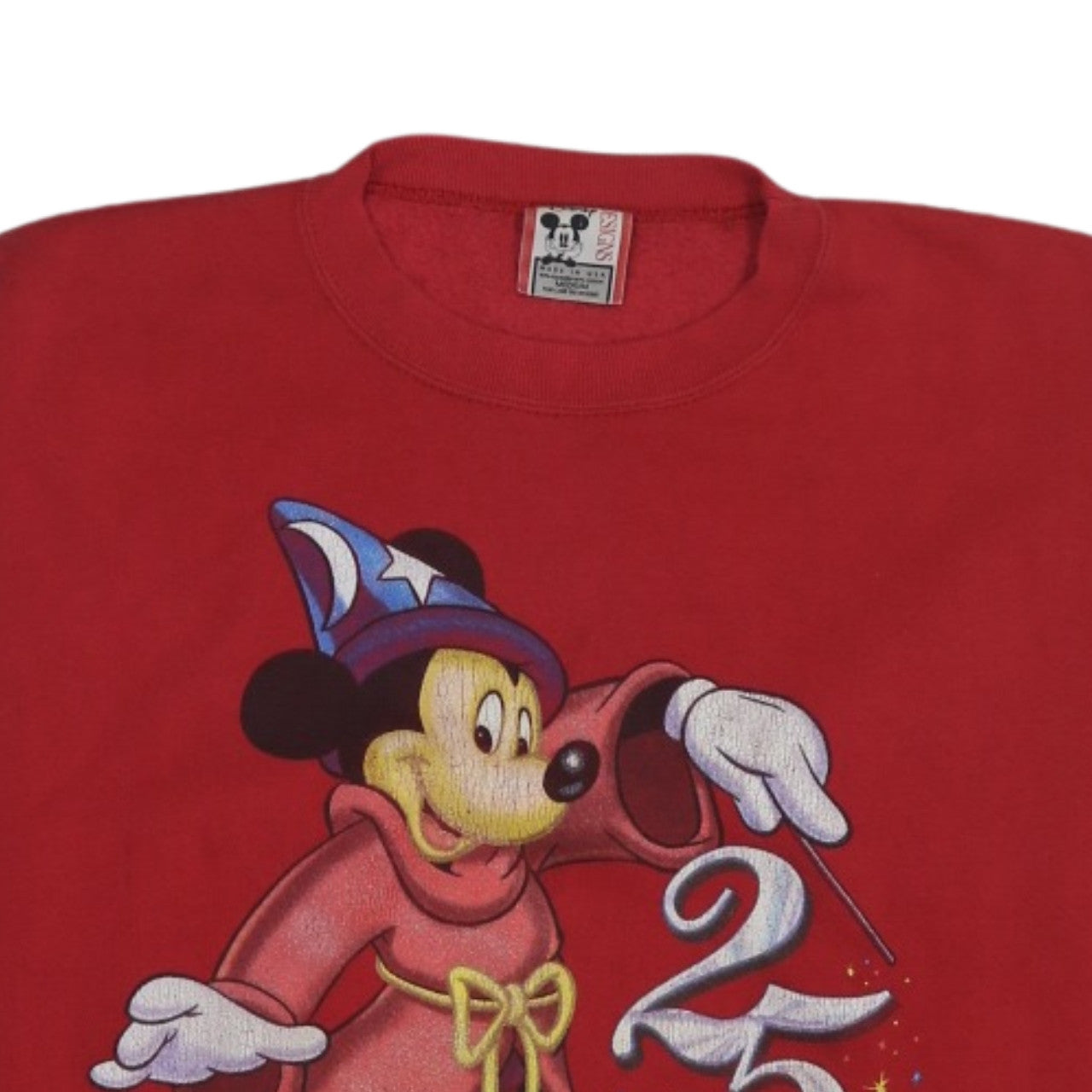 Disney Men Red Mickey Mouse 25th Anniversary Pullover Sweatshirt Medium