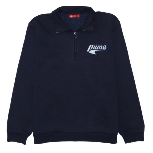 Puma Men's Blue 1/4 Zip Fleece Sweatshirt L Regular Fit